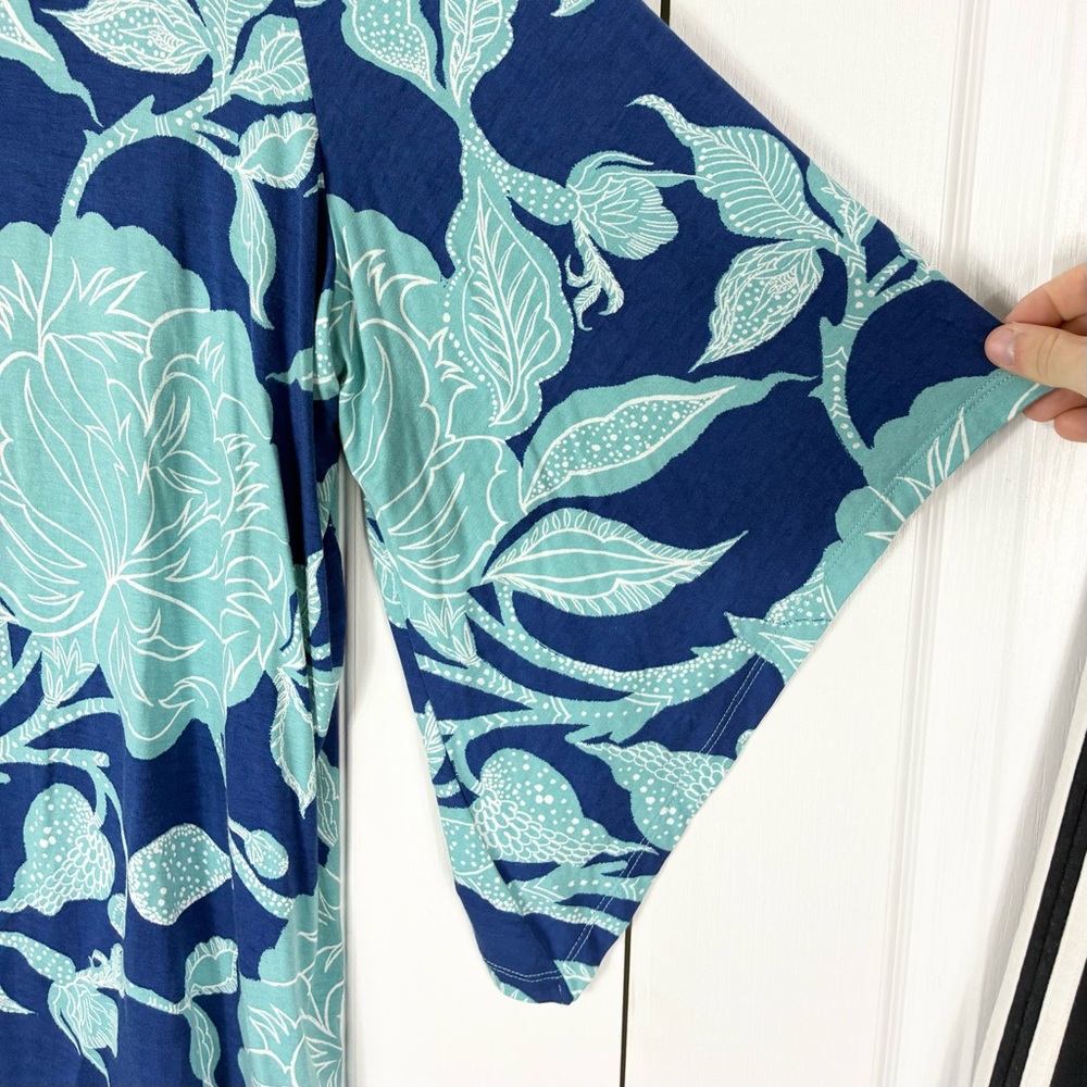 Belle Kim Gravel Blouse XL Flared Sleeve Floral VNeck Boho Indie Coastal Grandma - Picture 3 of 8